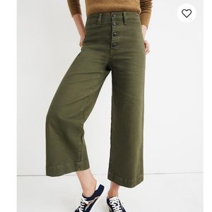 Madewell Green Emmett Wide-Leg Crop Pants